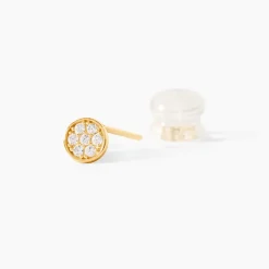 Boucles D'oreilles Puces Dorie Pastille Serti Clos Or Jaune Oxyde