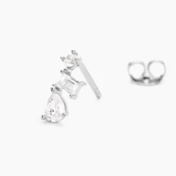 Boucles D'oreilles Puces Eclat D'Aurore Argent Blanc Oxydes De Zirconium