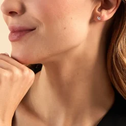 Boucles D'oreilles Puces Eclat D'Aurore Argent Blanc Oxy