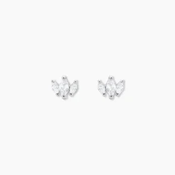 Boucles D'oreilles Puces Eclat D'Aurore Argent Blanc Oxy
