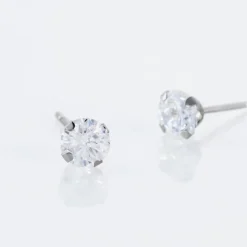 Boucles D'oreilles Puces Eddie Or Blanc Oxyde De Zirconium