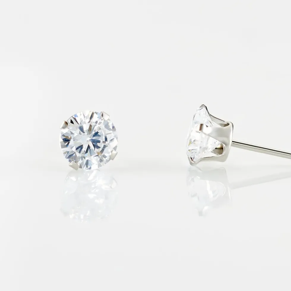 Boucles D'oreilles Puces Eddie Or Blanc Oxyde De Zirconium