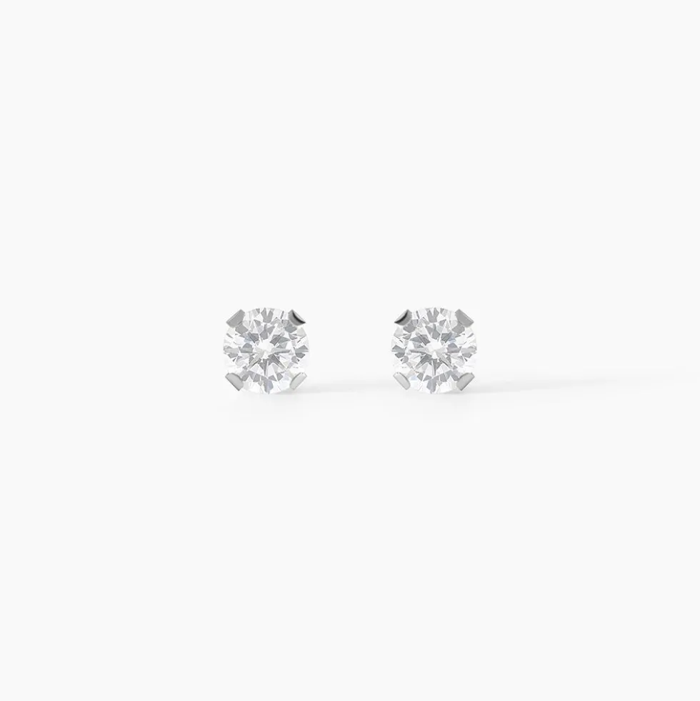 Boucles D'oreilles Puces Eddie Or Blanc Oxyde De Zirconium
