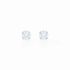 Boucles D'oreilles Puces Eddie Or Blanc Oxyde De Zirconium