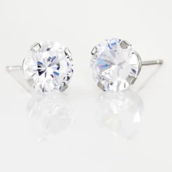 Boucles D'oreilles Puces Eddie Or Blanc Oxyde De Zirconium