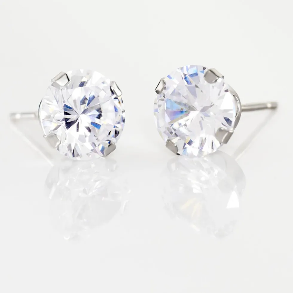 Boucles D'oreilles Puces Eddie Or Blanc Oxyde De Zirconium