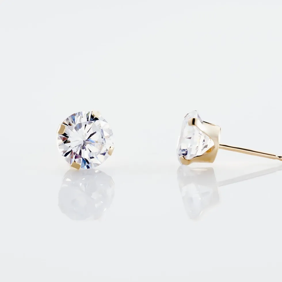 Boucles D'oreilles Puces Eddie Or Jaune Oxyde De Zirconium