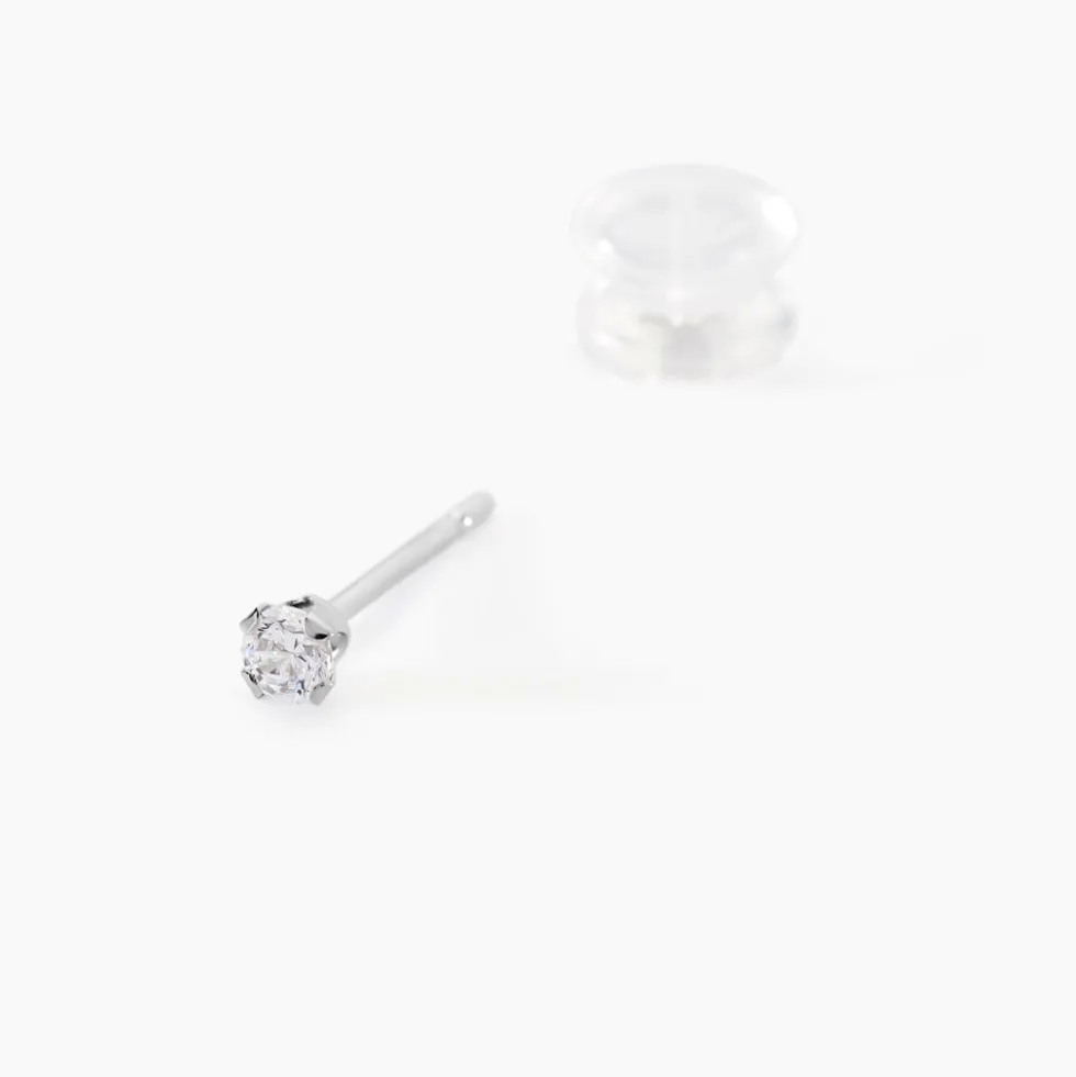 Boucles D'oreilles Puces Eddie Or Blanc Oxyde De Zirconium