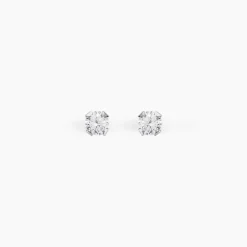 Boucles D'oreilles Puces Eddie Or Blanc Oxyde De Zirconium