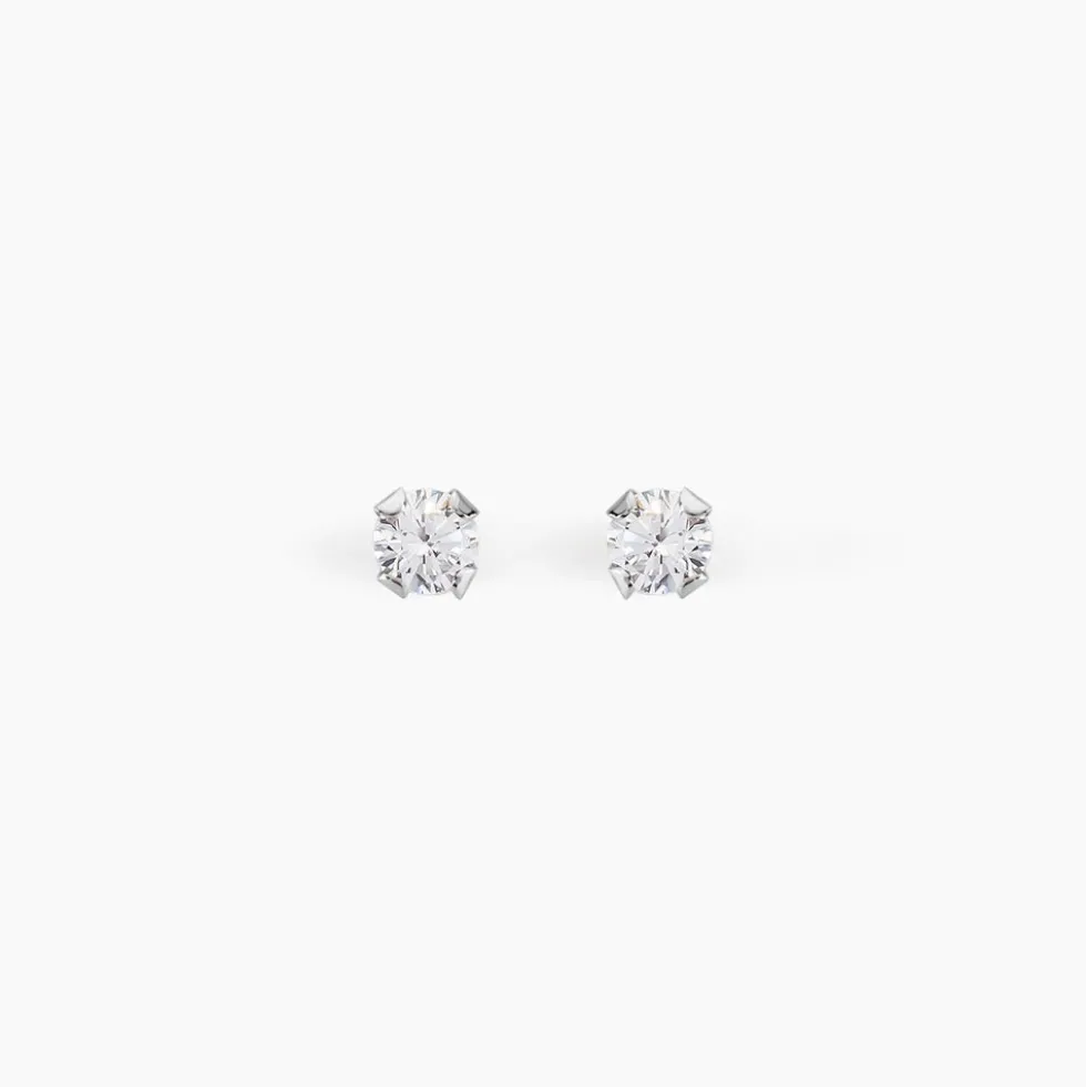 Boucles D'oreilles Puces Eddie Or Blanc Oxyde De Zirconium