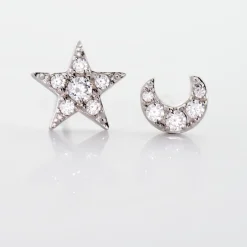 Boucles D'oreilles Puces Eden Or Blanc Oxyde De Zirconium