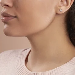 Boucles D'oreilles Puces Eden Or Blanc Oxyde De Zirconium