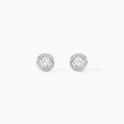Boucles D'oreilles Puces Eden Serti Pneu Or Blanc Oxyde De Zirconium