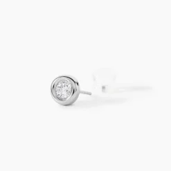 Boucles D'oreilles Puces Eden Serti Pneu Or Blanc Oxyde De Zirconium