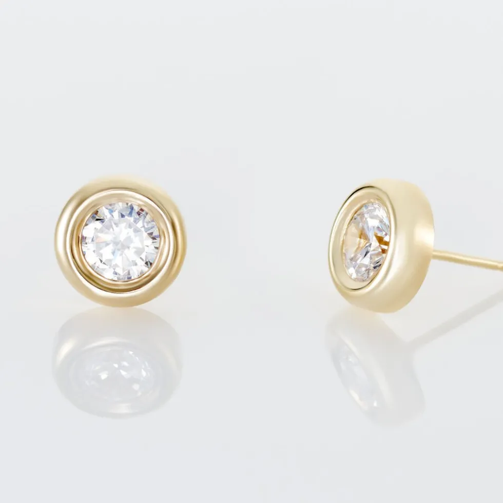 Boucles D'oreilles Puces Eden Serti Pneu Or Jaune Oxyde De Zirconium