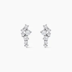 Boucles D'oreilles Puces Eden Argent Blanc Oxyde De Zirconium