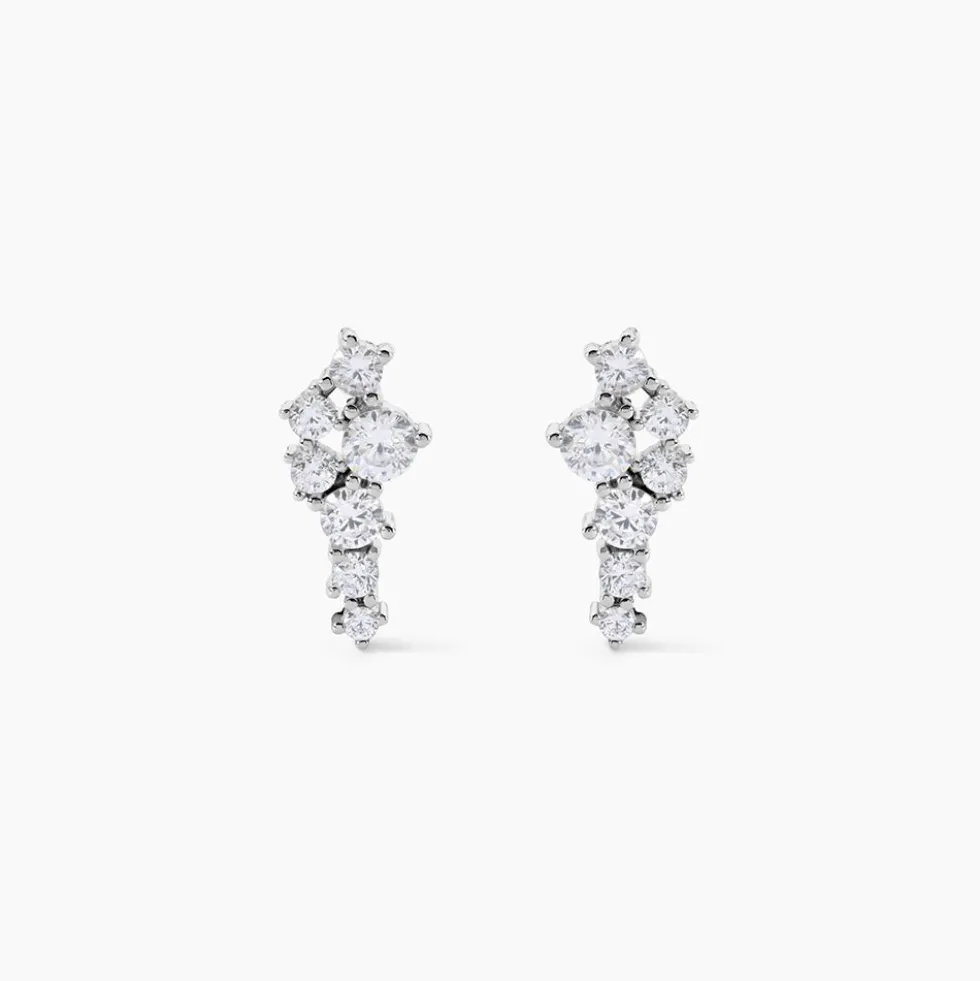Boucles D'oreilles Puces Eden Argent Blanc Oxyde De Zirconium