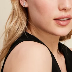 Boucles D'oreilles Puces Eden Argent Blanc Oxyde De Zirconium