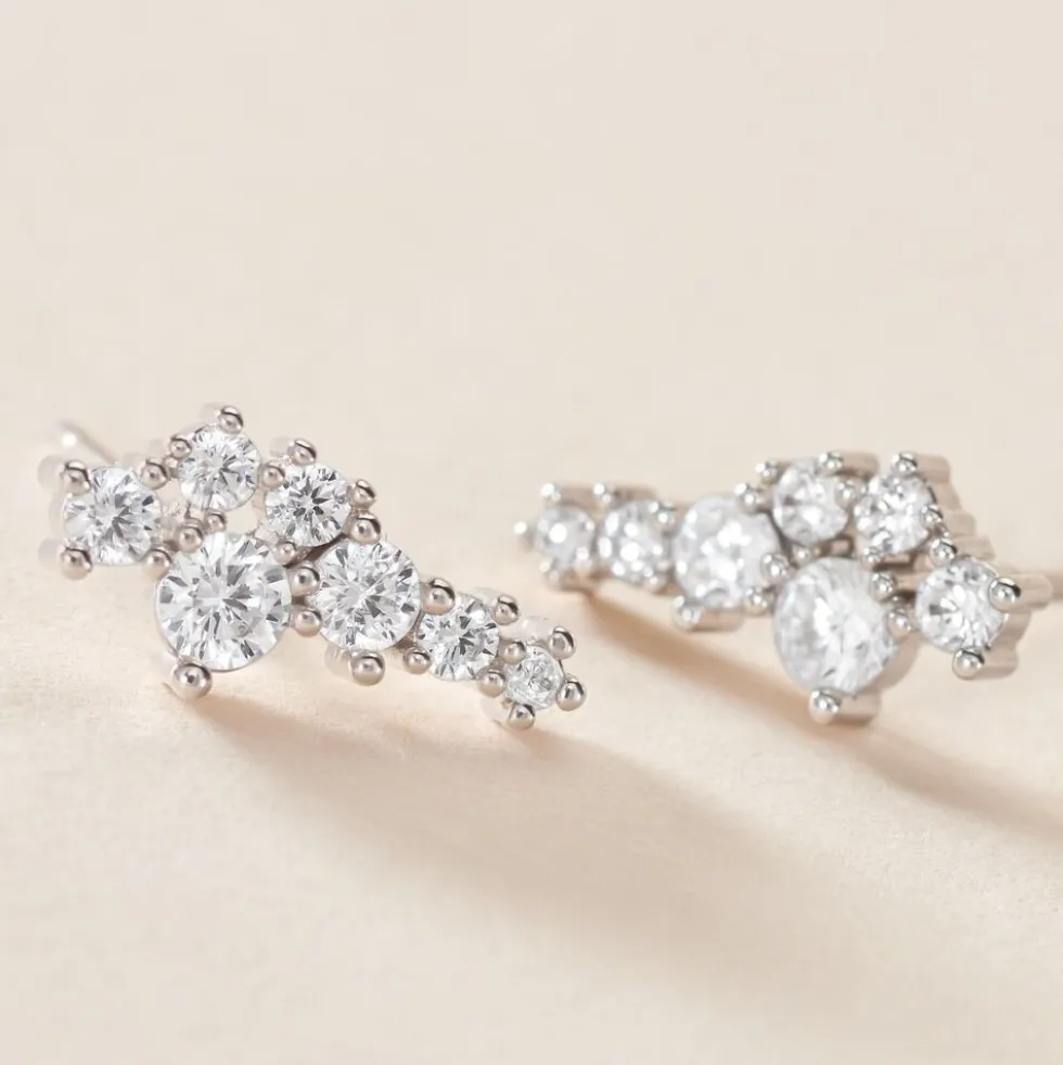 Boucles D'oreilles Puces Eden Argent Blanc Oxyde De Zirconium