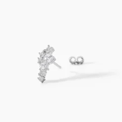 Boucles D'oreilles Puces Eden Argent Blanc Oxyde De Zirconium