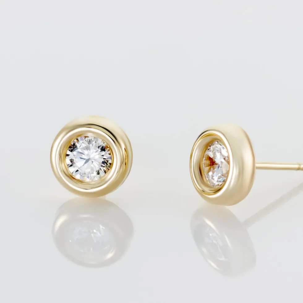 Boucles D'oreilles Puces Eden Serti Pneu Or Jaune Oxyde De Zirconium
