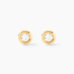 Boucles D'oreilles Puces Eden Serti Pneu Or Jaune Oxyde De Zirconium