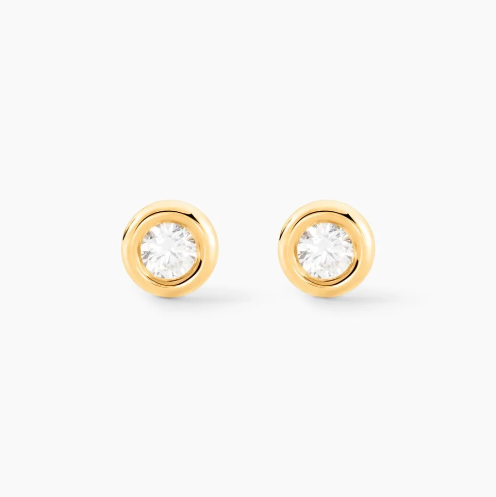 Boucles D'oreilles Puces Eden Serti Pneu Or Jaune Oxyde De Zirconium