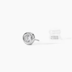 Boucles D'oreilles Puces Eden Serti Pneu Or Blanc Oxyde De Zirconium