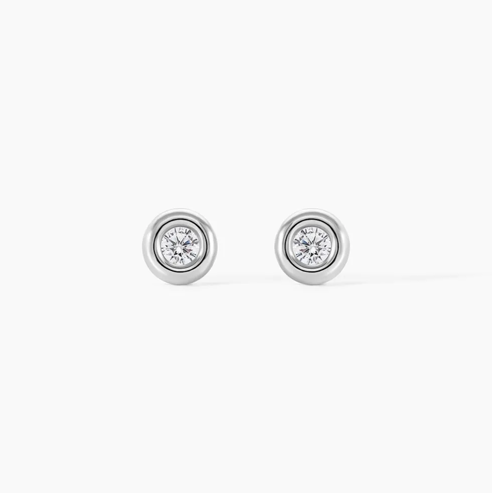 Boucles D'oreilles Puces Eden Serti Pneu Or Blanc Oxyde De Zirconium