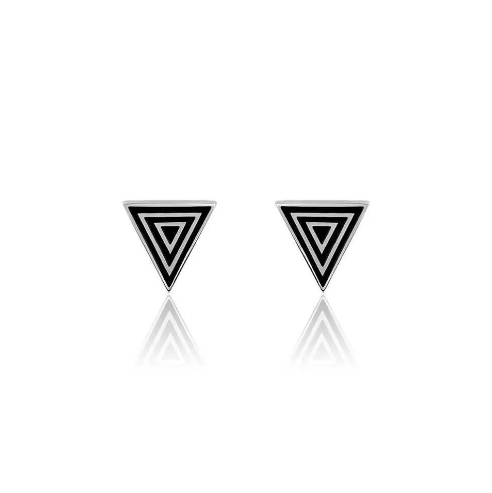 Boucles D'oreilles Puces Edith Acier Blanc