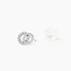 Boucles D'oreilles Puces Edmee Double Cercles Or Blanc Oxyde