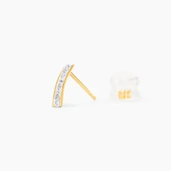 Boucles D'oreilles Puces Edme Barrettes Or Jaune Strass