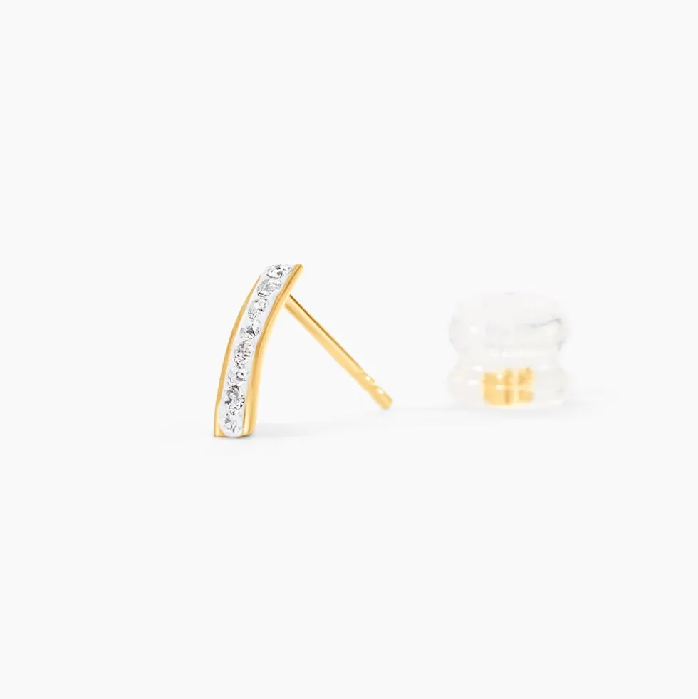 Boucles D'oreilles Puces Edme Barrettes Or Jaune Strass