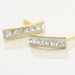 Boucles D'oreilles Puces Edme Barrettes Or Jaune Strass