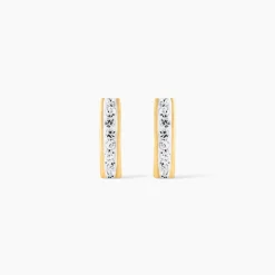 Boucles D'oreilles Puces Edme Barrettes Or Jaune Strass