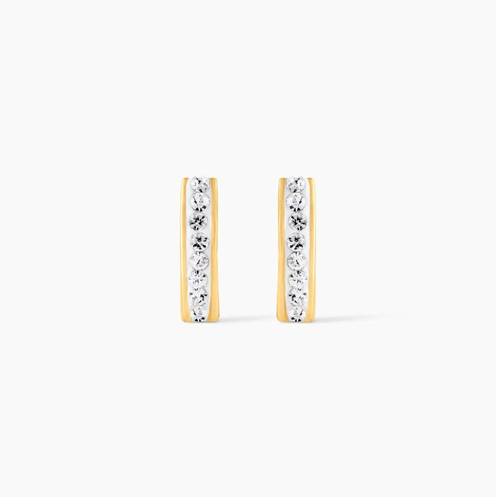 Boucles D'oreilles Puces Edme Barrettes Or Jaune Strass