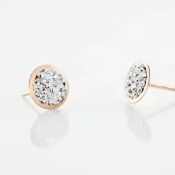 Boucles D'oreilles Puces Edmee Cercle 0 Or Rose Strass