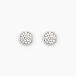 Boucles D'oreilles Puces Edmee Or Blanc Strass