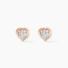 Boucles D'oreilles Puces Edme Cœur Or Rose Strass