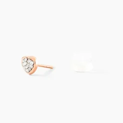 Boucles D'oreilles Puces Edme Cœur Or Rose Strass