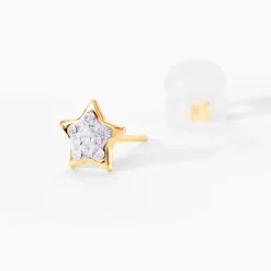 Boucles D'oreilles Puces Edme Etoile Or Jaune Strass