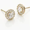 Boucles D'oreilles Puces Edna Or Jaune Oxyde De Zirconium