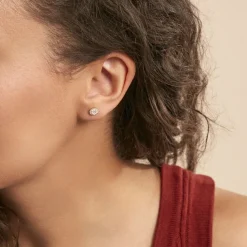 Boucles D'oreilles Puces Edna Or Jaune Oxyde De Zirconium
