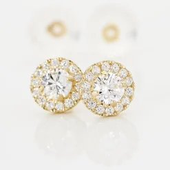 Boucles D'oreilles Puces Edna Or Jaune Oxyde De Zirconium