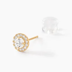 Boucles D'oreilles Puces Edna Or Jaune Oxyde De Zirconium