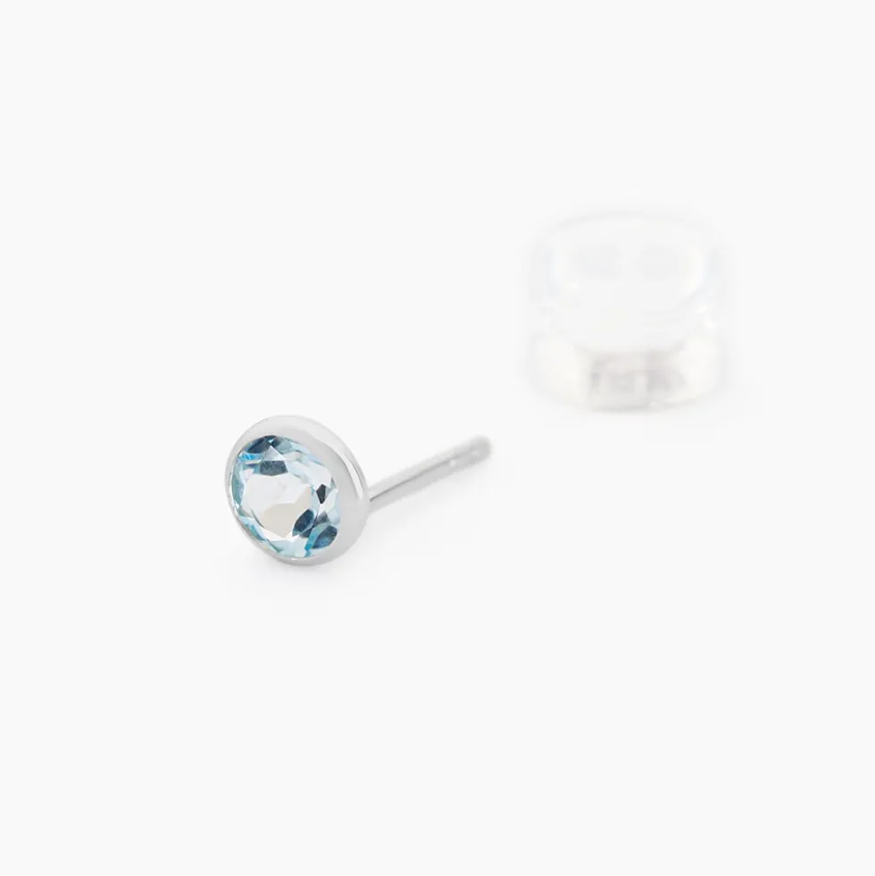 Boucles D'oreilles Puces Edy Serti Clos Or Blanc Topaze
