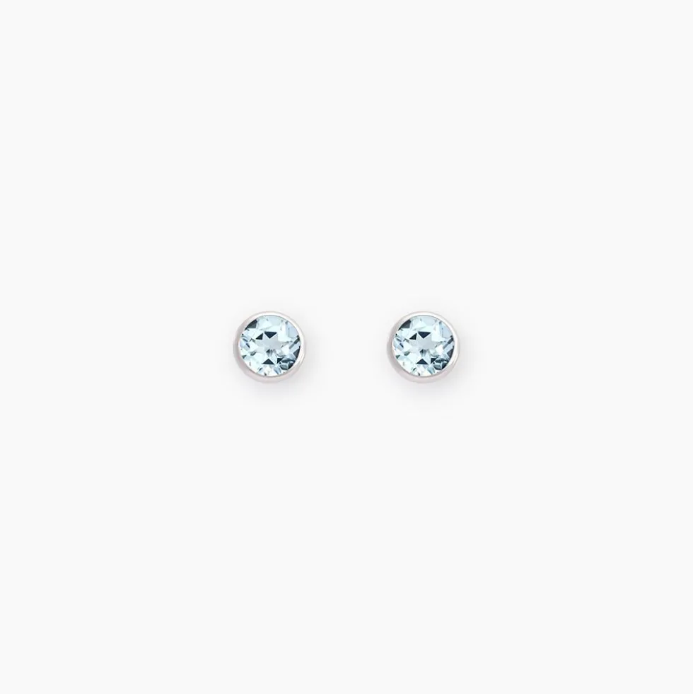 Boucles D'oreilles Puces Edy Serti Clos Or Blanc Topaze