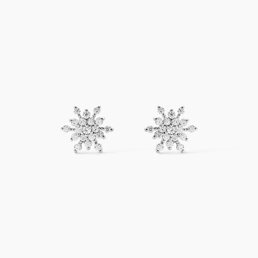 Boucles D'oreilles Puces Effie Argent Blanc Oxyde De Zirconium