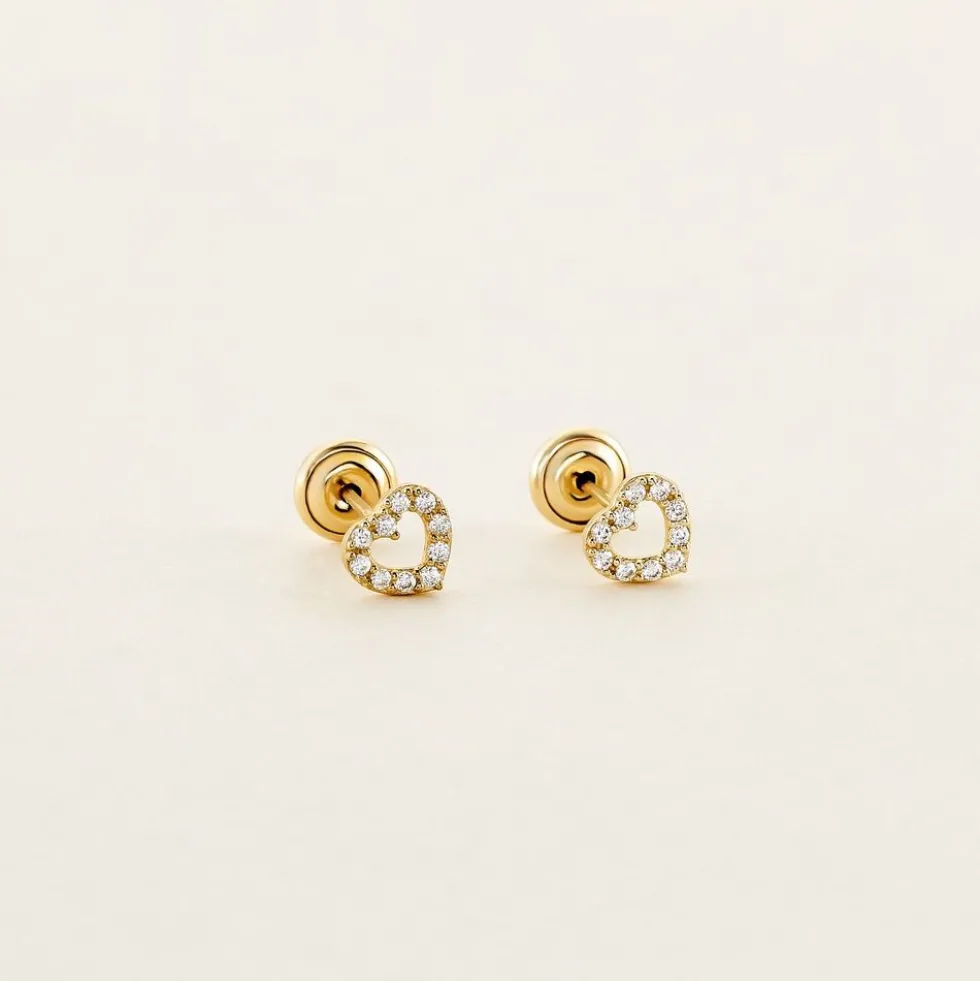 Boucles D'oreilles Puces Eily Or Jaune Oxyde De Zirconium