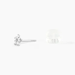 Boucles D'oreilles Puces Elais Etoile Or Blanc Oxyde De Zirconium